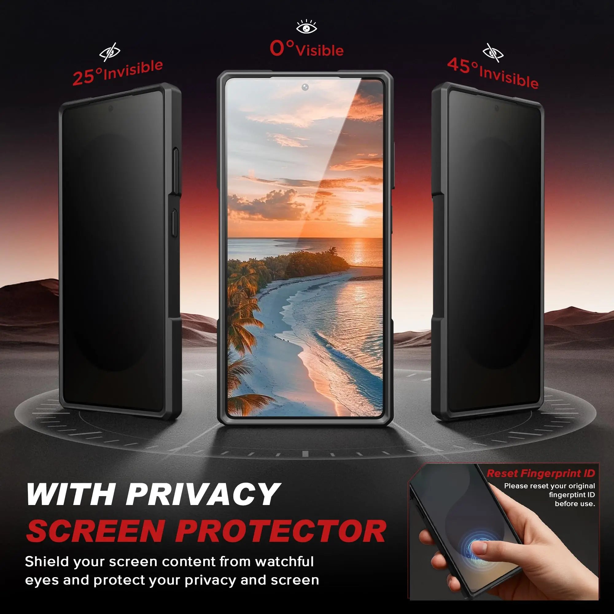 Case for Samsung Galaxy S25 Ultra with Privacy Screen Protector, MagSafe-Compatible Ring Stand, and Rugged Slim Design