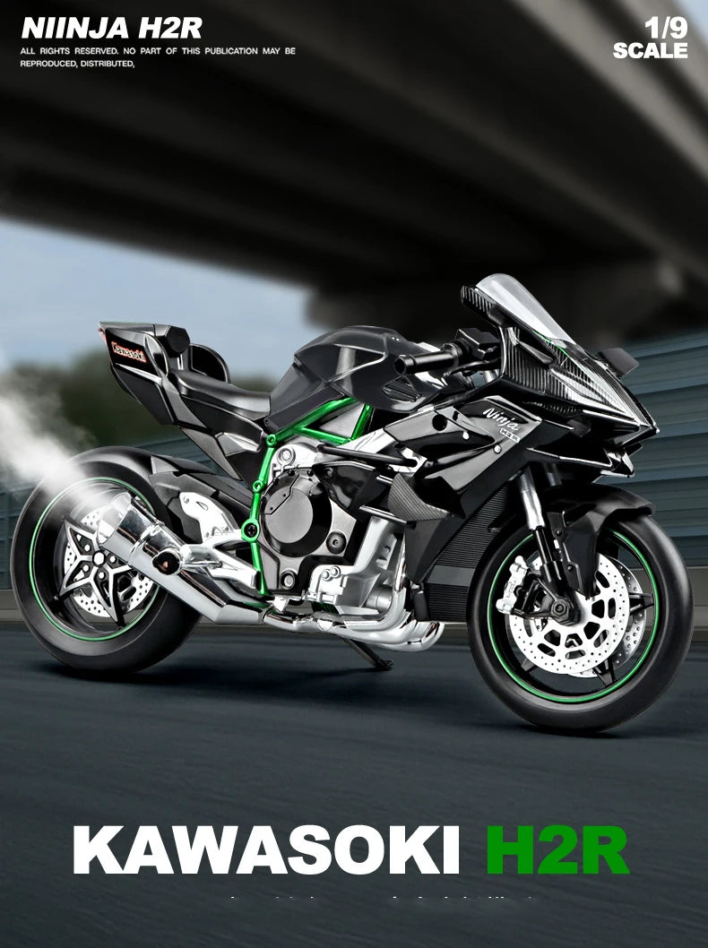 Diecast H2 H2R Sports Motorcycle Model 1 to 9 Scale