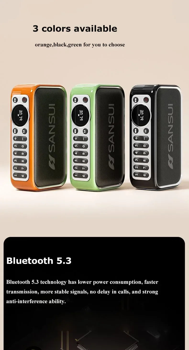 SANSUI F35 portable stereo bass Bluetooth speaker SANSUI F35 retro speaker mini plug-in portable music player supporting TWS AUX