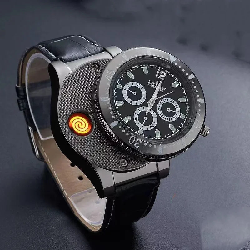 Watch Inflatable Lighter Fashion Metal Gas Windproof Portable Open Flame Lighter Smoking Cool Personality Gift