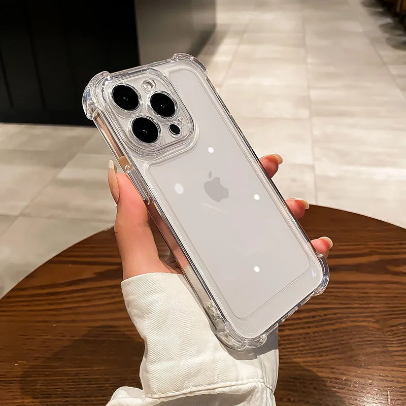 Luxury Transparent Silicone Phone Case For iPhone 17 16 15 14 Pro Max Air 16E Shockproof Soft Cover