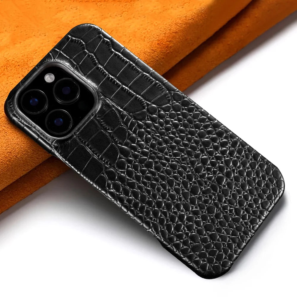 for Magsafe Case for iPhone 15 16 Pro Max Promax 16Pro 15Pro Natural Cowhide Leather  Protector Luxury Phone Back Cover