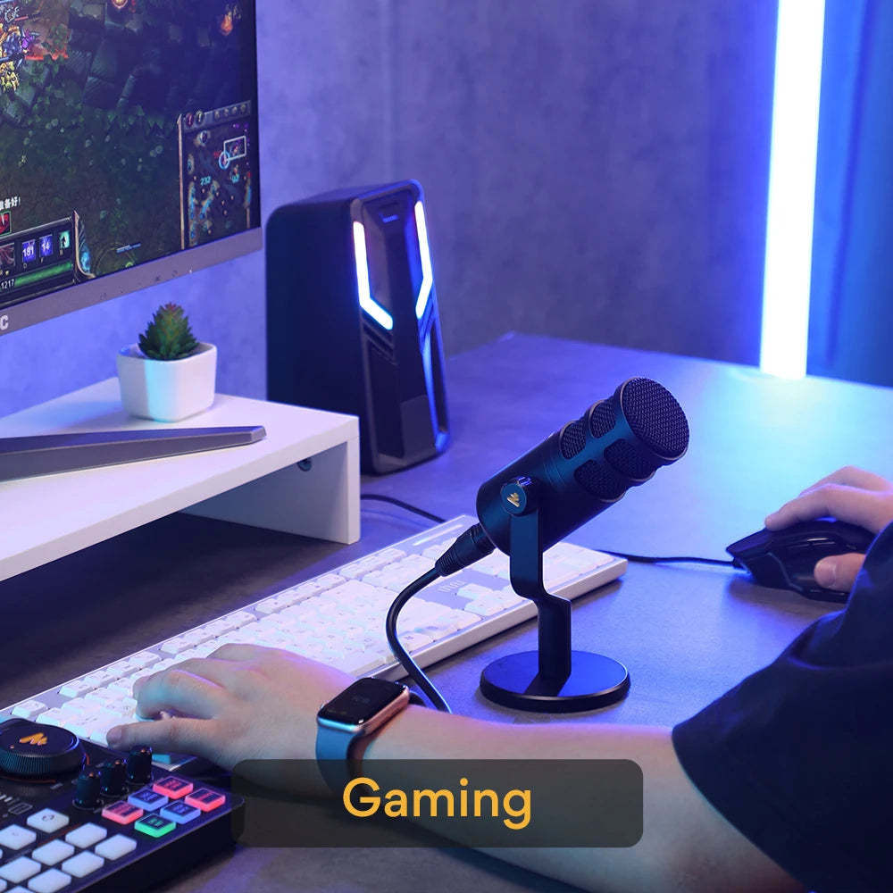 Dynamic XLR PC Microphone All Metal Gaming Broadcast Recording Streaming Works for Audio Interface Sound Card Mixer PD100