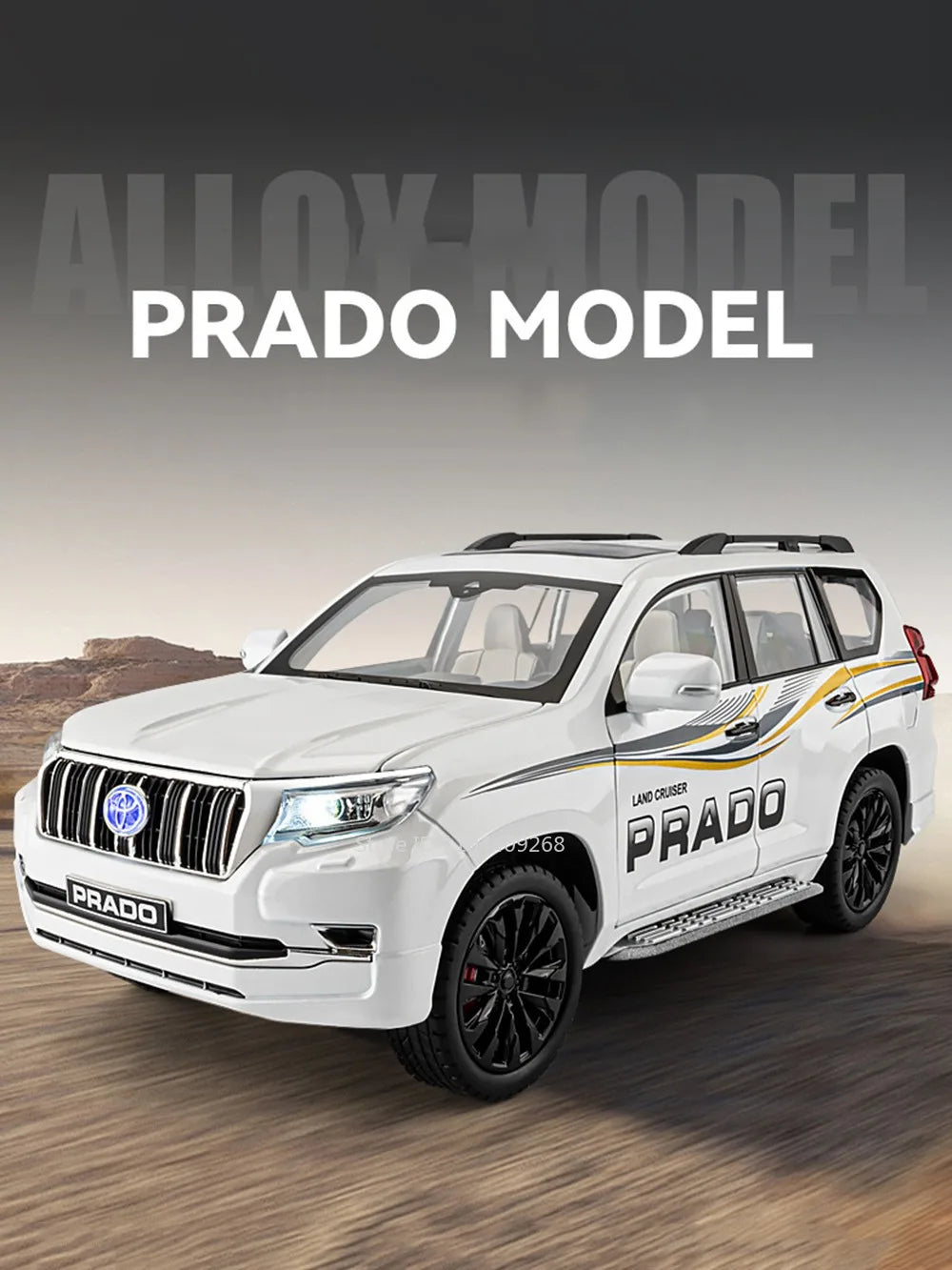 1:18 Large Size Prado SUV Model Toy Car Doors Opened Metal Diecast Shock Absorption Music Light Vehicles Models Birthday Gifts