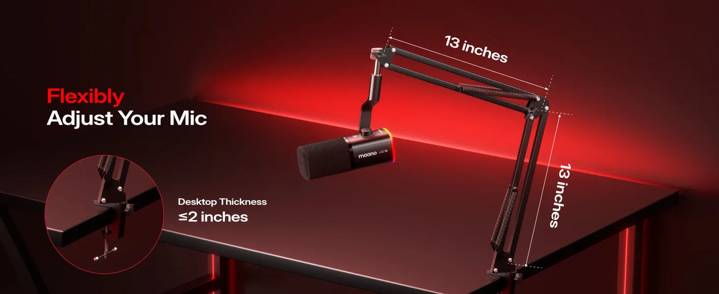 Wireless Dynamic Gaming Microphone with RGB Lighting and Noise Reduction