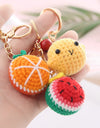 5 Pcs Handmade Weaving Keychain Wool Crochet Unique Knitted Pendant Keyring Strawberry Watermelon Orange Pendant Key Chain Gifts