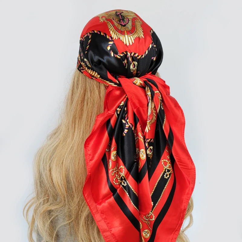 Retro Women Silk Scarf Bandanna Fashion Bohemian Pattern Square Hijab Lady Wrap Headband foulard muffler