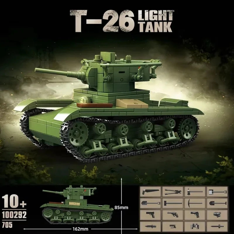 KV-2 Heavy Tank Soviet Series Tank Military Series WW2 Tank Building Blocks  Bricks Model Set Toys for s Gifts