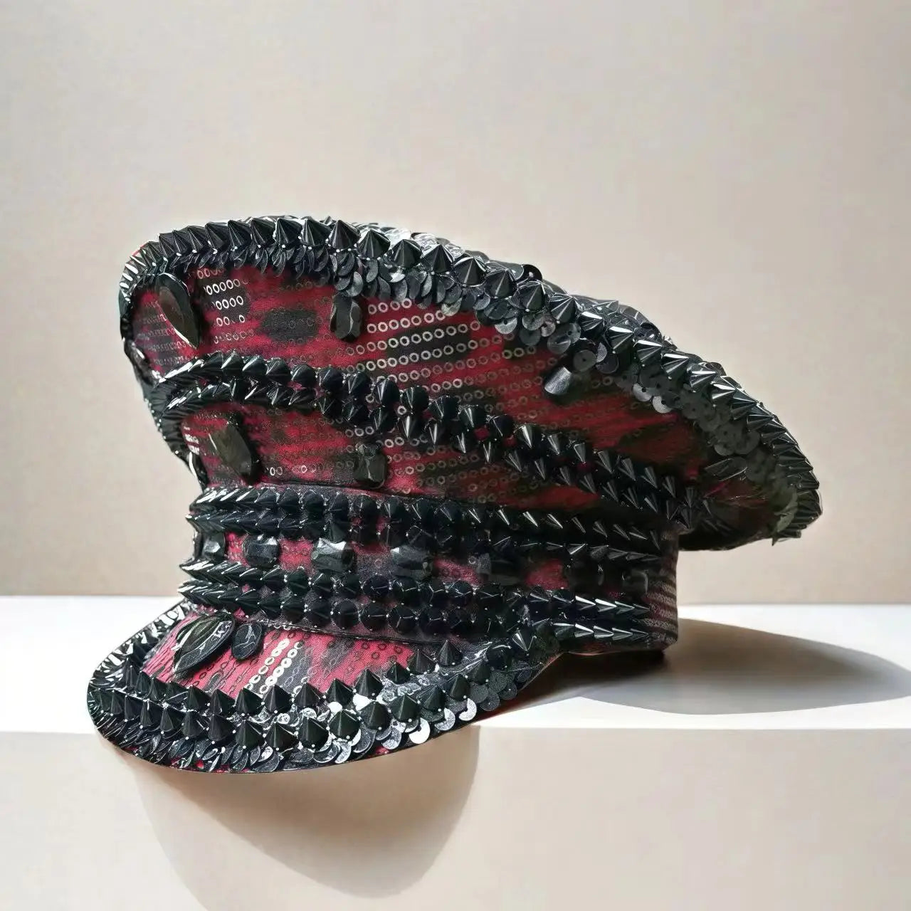 Bling Captain Hat Rhinestone Captains Hat for Men Steampunk Handmade Burning Man Mardi Gras Music Festival HongLuan Unisex