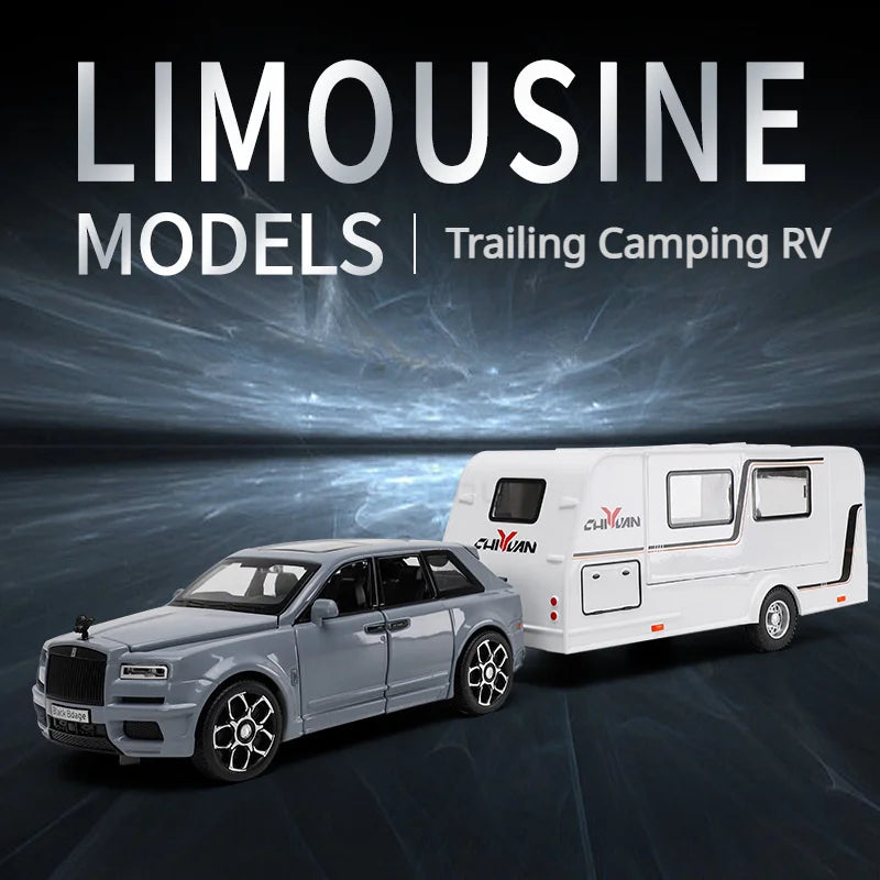1/32 Rolls Royce Cullinan RV Car Model Alloy Diecast Off-road Vehicle Toy With Sound and Light Camping Car Model  For Boys Gifts