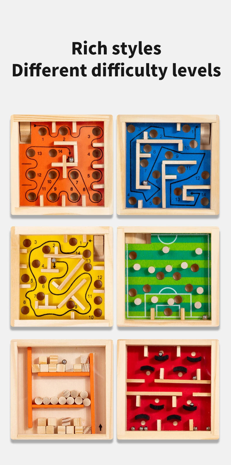 Wooden Balance Rolling Ball Maze Board Puzzle Game