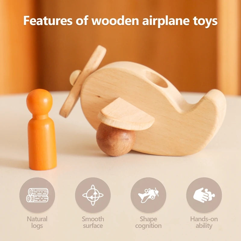 Wooden Building Blocks For Children No BPA Cartoon Aircraft Beech Figures Children's Toys Montessori Toys Handicrafts Baby Gifts