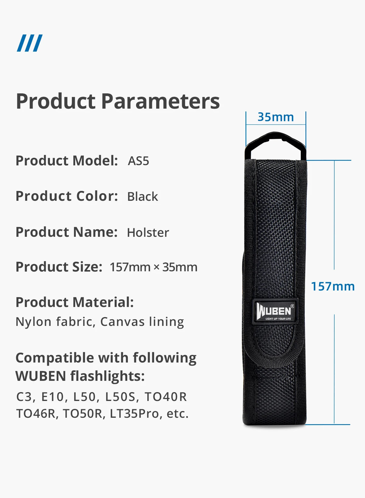 Adjustable Nylon Flashlight Holster