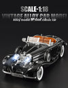 Diecast 1/18 1936 500K Classic Car Alloy Metal Model Sound And Light Toy Collect Display Ornament