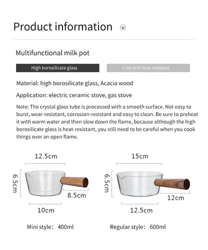 Kitchen Cookware Clay Pot 400ml/600ml Glass Pot With Wooden Handle Cooking Heating Milk Soup Porridge Pot Household Open Fire