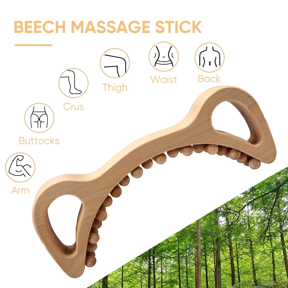 1Pcs Guasha Wood Stick Massage Tool for Body Lymphatic Drainage Massager Sculpting Tools,Anti Cellulite,Trigger Point Treatment