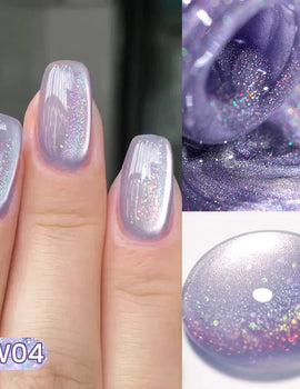 10ml Rainbow Purple Water Light Cat  Gel Nail Polish Shining Super Sliver-light Holographic Soak Off UV Gel