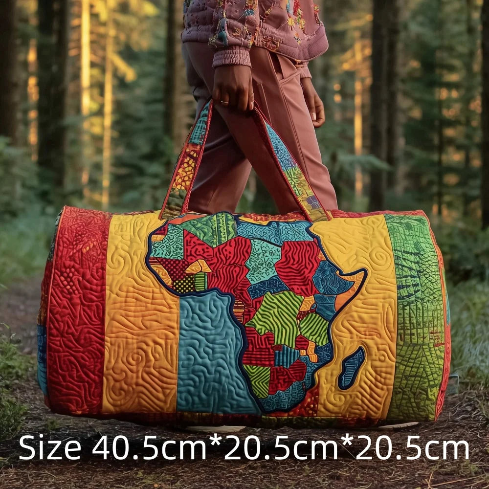 3D Quilted Africa Travel Bag for Women Boho Weekender Bag with African Women Map Print Carry on Luggage Unique Festival Bags