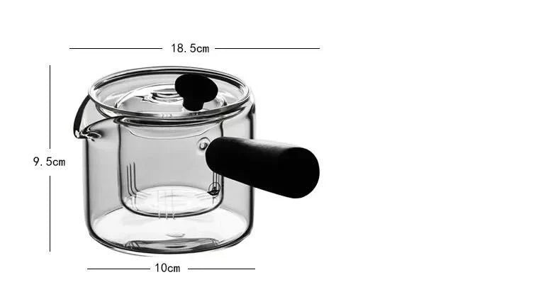 500ml Teapot High Temperature Resistant Glass Teapot Cooking Pot With Wooden Handle