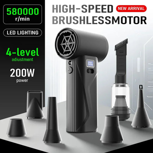 580000 RPM Portable Turbo Jet Air Blower With LED Display And Light