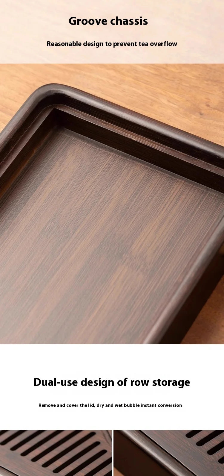 Household Portable Bamboo Tea Tray 48CM Tea Ceremony Wooden Tray Coffeeware Teaware Serving Tray For Chaban Tea Table