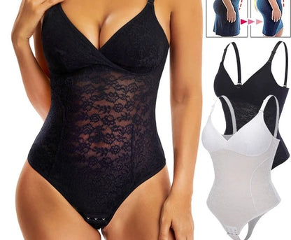 Womens Lace Bodysuit Tummy Control Shapewear Thong Built-in Bra Corset Tops Body Shaper Camisole Butt Lifter Jumpsuits