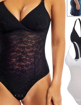 Womens Lace Bodysuit Tummy Control Shapewear Thong Built-in Bra Corset Tops Body Shaper Camisole Butt Lifter Jumpsuits