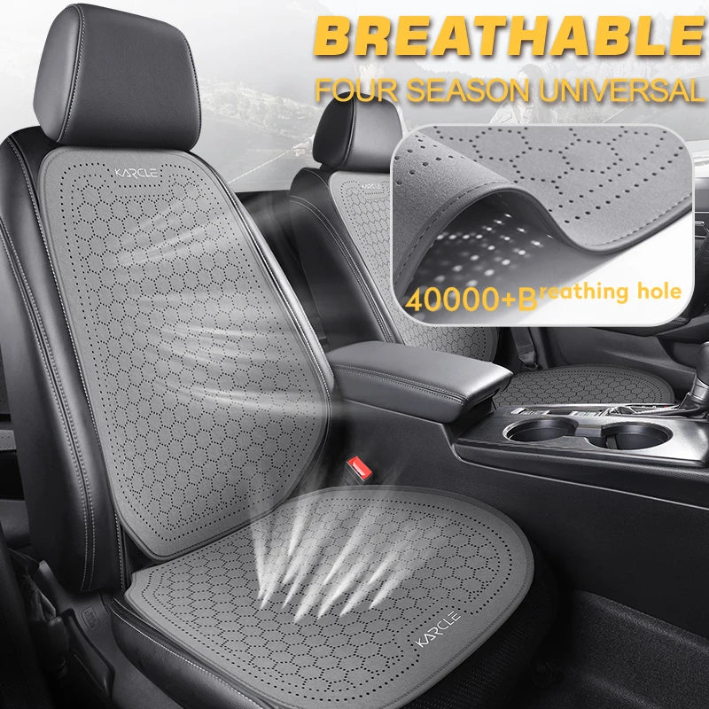 Car Seat Cushion Breathable Hole Universal Suede Car Seat Covers Front Rear Auto Seat Pads Four Season Car Chair Mat Accessories