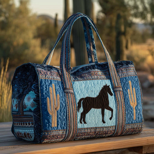 Western Horse Cactus 3D Quilted Travel Duffel Bag