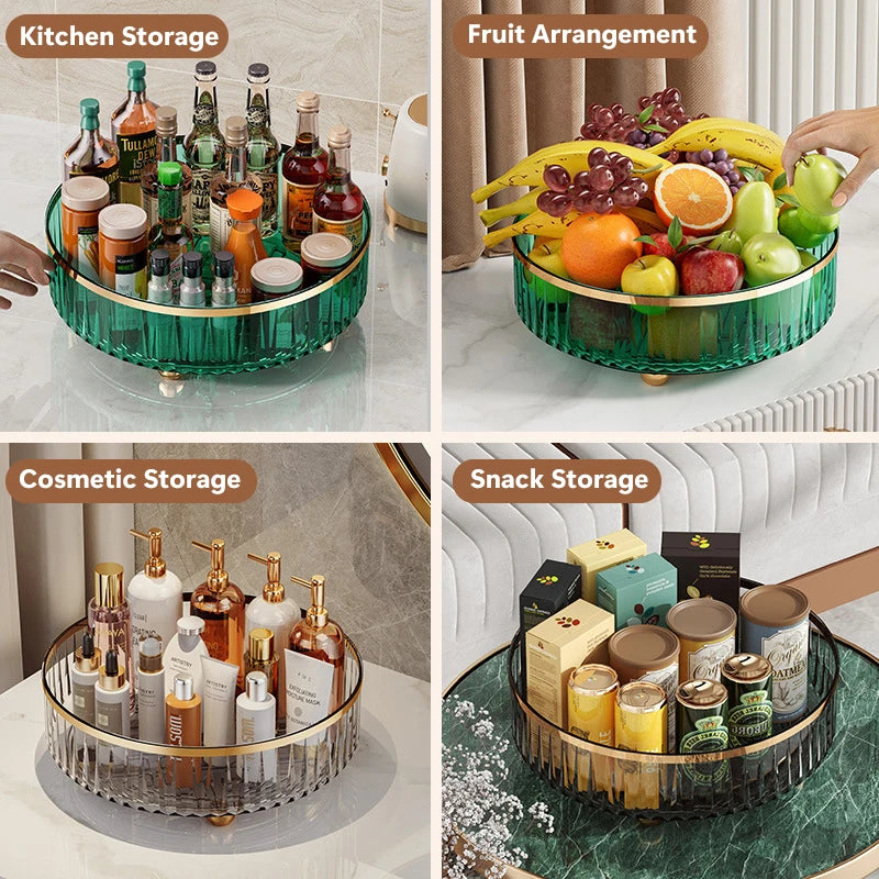 Light Luxury 360° Rotating Makeup Organizers Cosmetic Storage Box Display Shelf Skincare Storage Case Kitchen Organizer holder