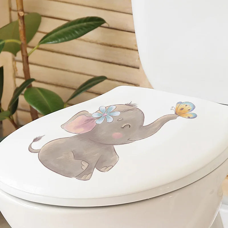 3D Cute Cartoon Funny Animal Bathroom Toilet Stickers Decals Mural WC Accessories Home Bathroom Stickers Decor