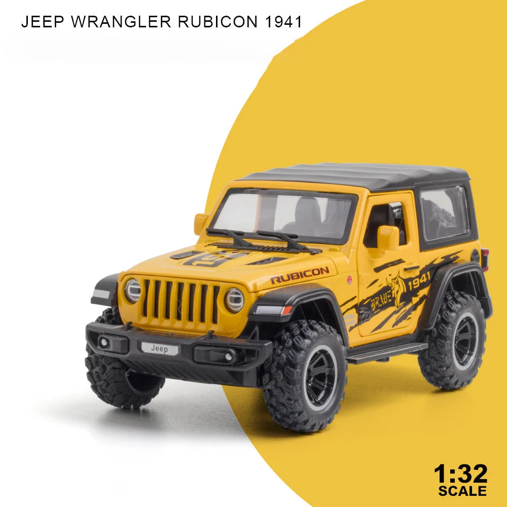 1/32 Wrangler Alloy Diecast Car Models Toy 1941 Rubicon Metal Off-Road Vehicles with Sound Light Car Toys for  Boys