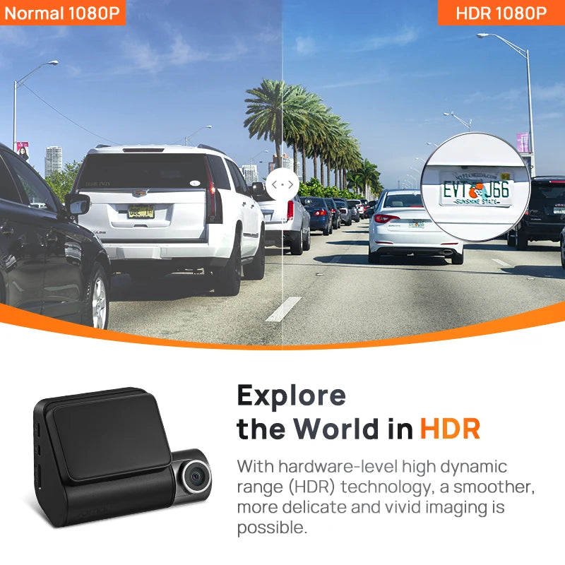 Dash Cam A200 Dual Channel 1080P HDR Car DVR – 2" IPS Screen, WiFi App Control, 130° Wide Angle, 24H Parking Monitor