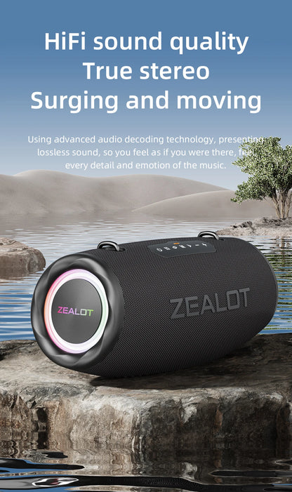 ZEALOT-S87 Outdoor Portable Wireless Bluetooth Speaker 80W High Volume Subwoofer Sound Performace IPX6 Waterproof Camping