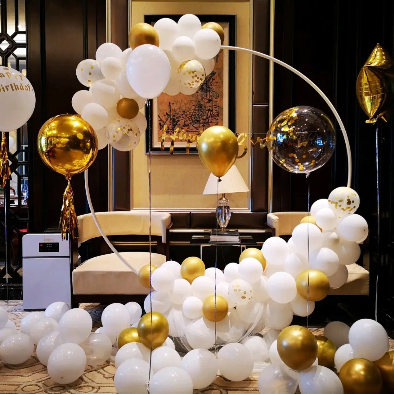 Metal Circle Stand Wedding Arche Round Balloon Arch Flower Gold Background Arch DIY Frame Birthday Party  Shower Decoration