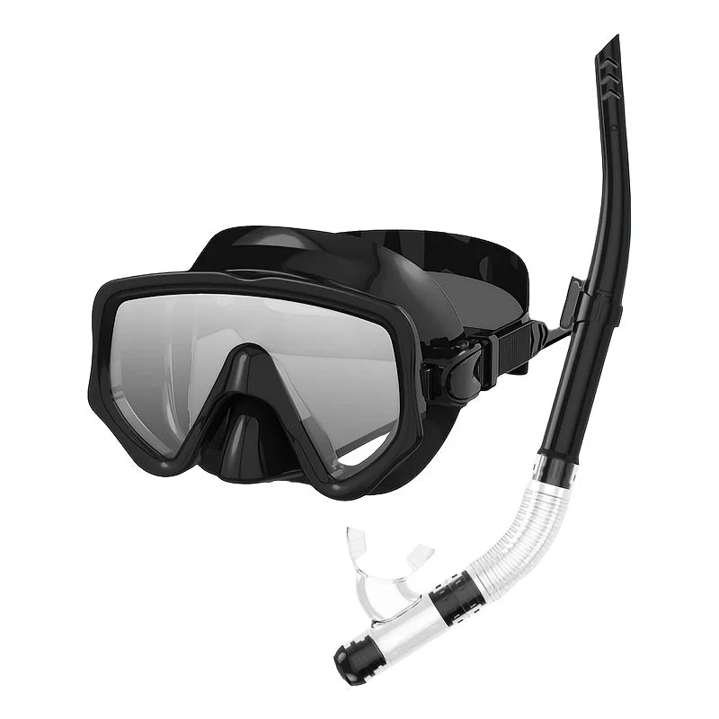 Dry Snorkel Set Diving Mask For Adults Tempered Glass Professional Panoramic Snorkeling Gear Swimming Training Snorkel Kit