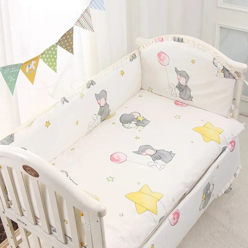 6/9-Pcs Cartoon Print 100% Cotton  Crib Bedding Set – Boys’  to  Nursery Decor (120x60/120x70cm)