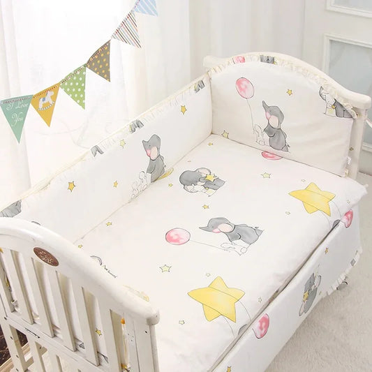 6/9-Pcs Cartoon Print 100% Cotton Crib Bedding Set – Boys’ to Nursery Decor (120x60/120x70cm)