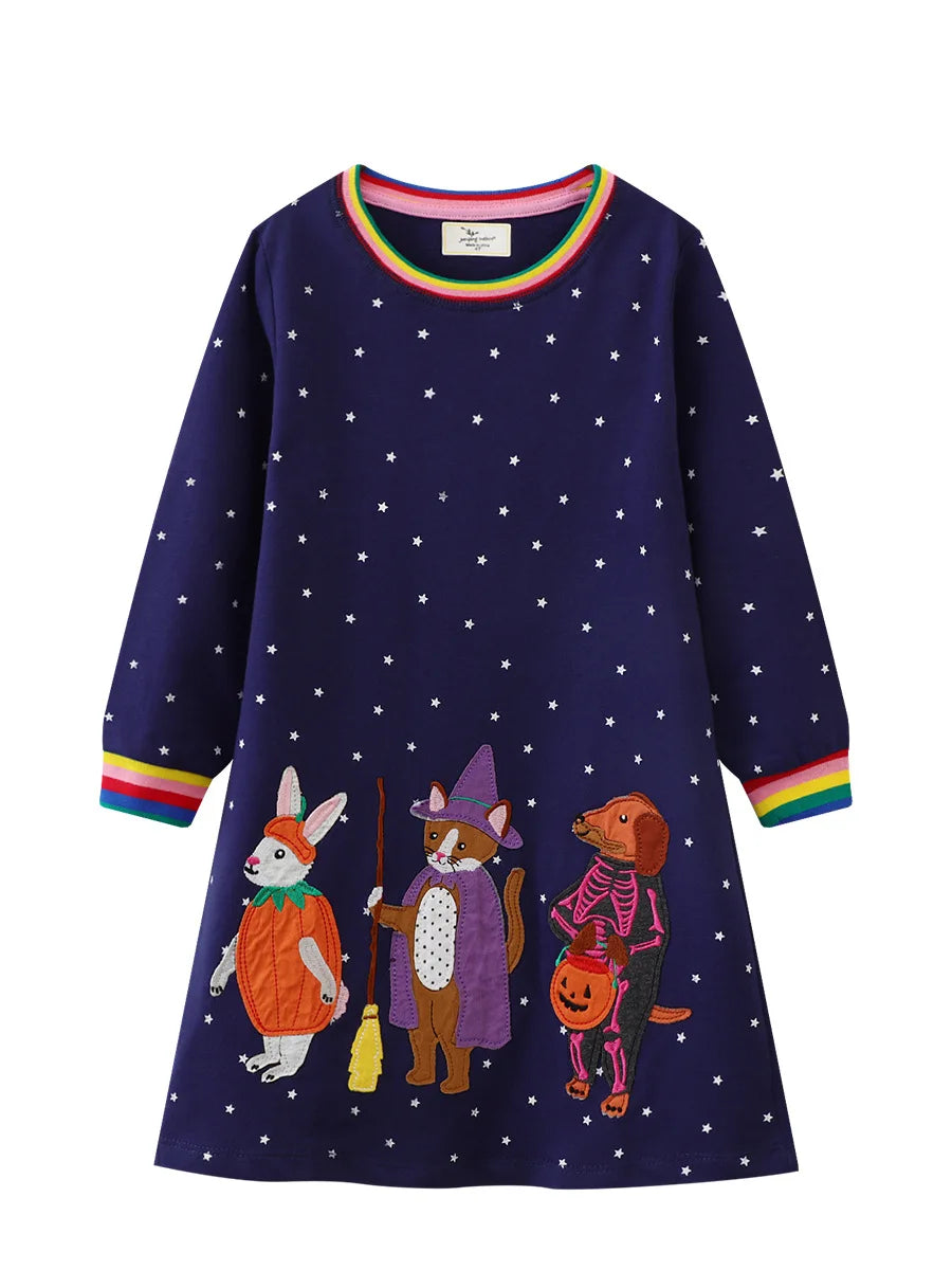 Unicorn Butterfly Princess Cotton Dress for Girls Summer Knee Length Dress