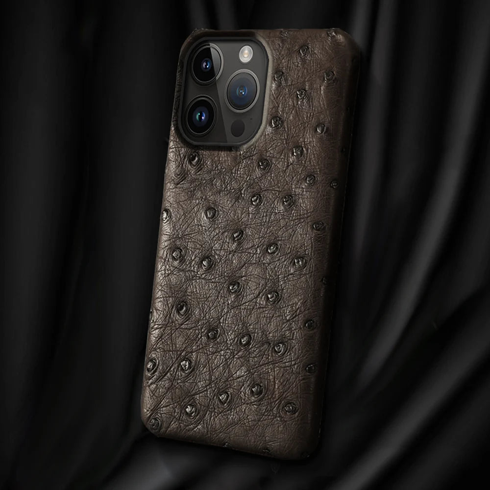 100% Natural Ostrich Leather Phone Case for iPhone 16 15 14 Pro Max 14Pro 16 Plus 15Pro 16Pro luxury Back Cover