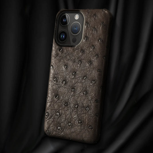 100% Natural Ostrich Leather Phone Case for iPhone 16 15 14 Pro Max 14Pro 16 Plus 15Pro 16Pro luxury Back Cover