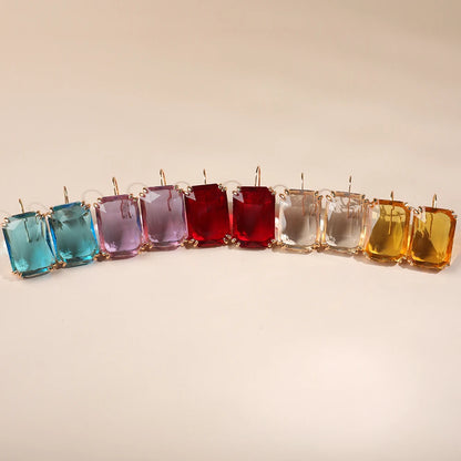 Transparent Resin Pendant Hanging Earring For Women Bohemia Trendy Geometric Square Acrylic Drop Dangle Earrings