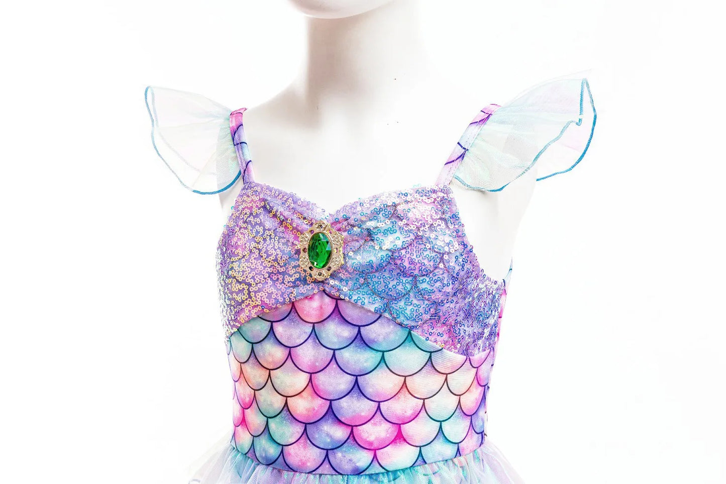 Ariel Mermaid Dress Gown Fashionable Princess Roleplay Costume for Girls