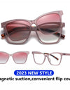 Magnetic Clip On Cat Eye Sunglasses for Women 2 in 1 Anti Blue Light Computer Glasses