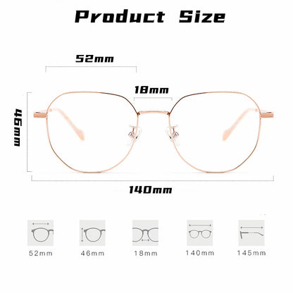 Ultra-light Polygonal Decorative Eyeweae Men Retro Fashion Pure Titanium Optical Prescription Glasses Frame Women T808