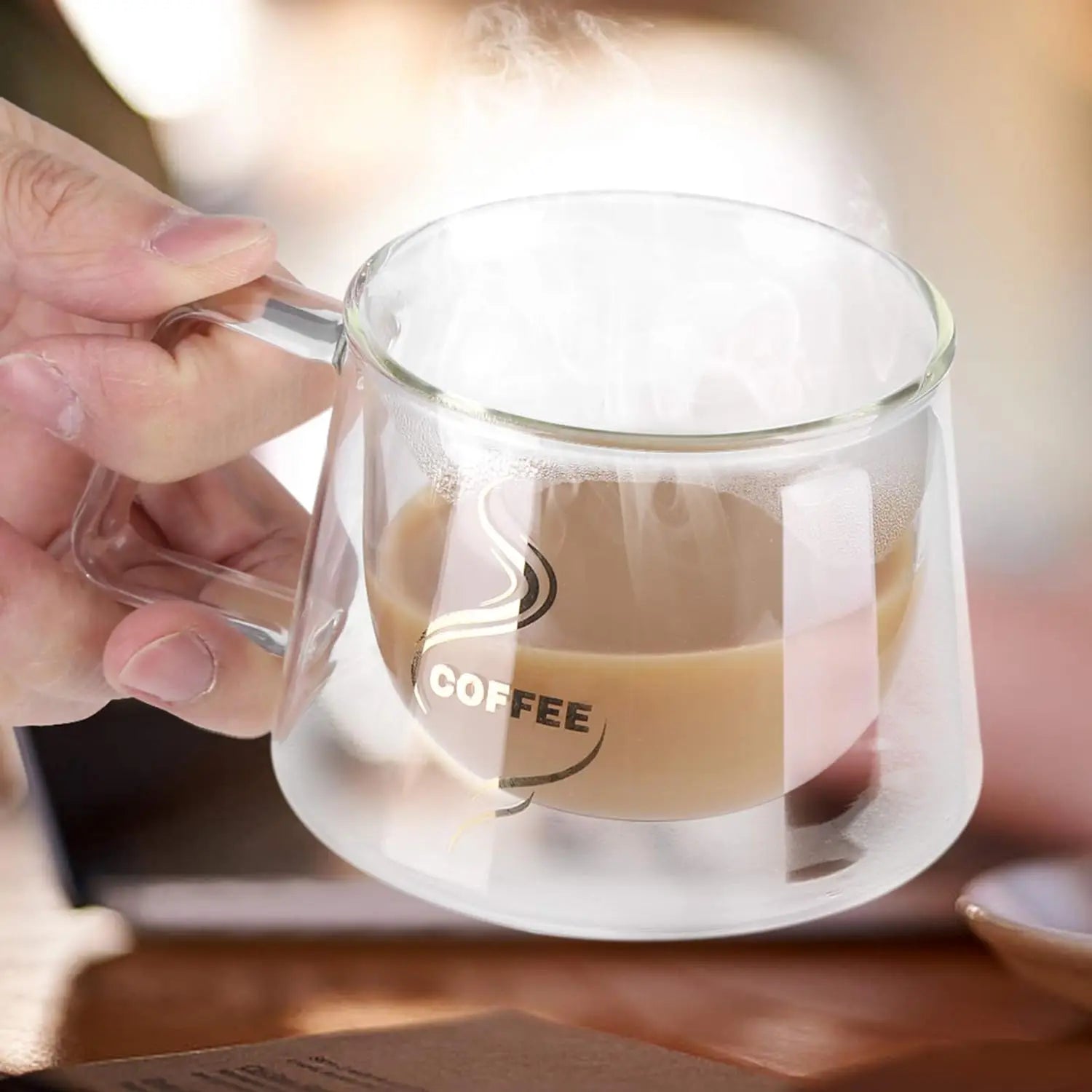 200ml Double Wall Glass Coffee Cups Espresso Clear Insulated Tea Mugs Heat Resistant Handle Mug For Latte Cappuccino