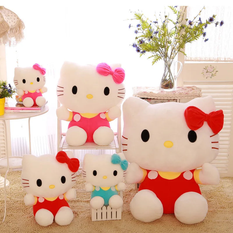 Sanrio Kawaii Hello Kitty Plush Toy KT Cat Stuffed Doll Cute Kitty Soft Toy for Kids Birthday Gift Perfect for Girls and Kids