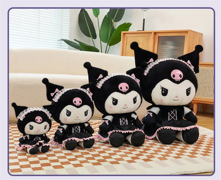 Hot Kawaii 60cm Dark Uniform Kuromi Plush Toy Cartoon Anime Sanrio Stuffed Doll Cute Kuromi Pillow for Kids Birthday Xmas Gift