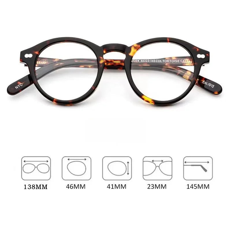 Fashionable Ultra-light Luxury Eyewear Women Acetate Retro Round Optical Prescription Eyeglasses Frame Men Y1916