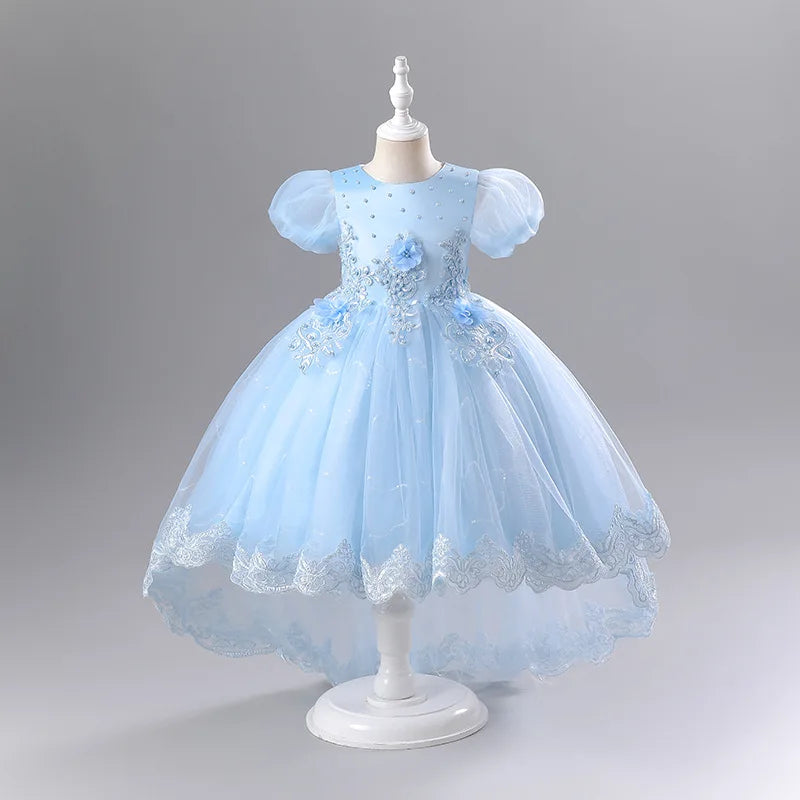 Princess Dress for Girls Elegant Long Tulle Gown  Flower Girl Wedding Dress, Birthday Party Gown, Pageant Costume